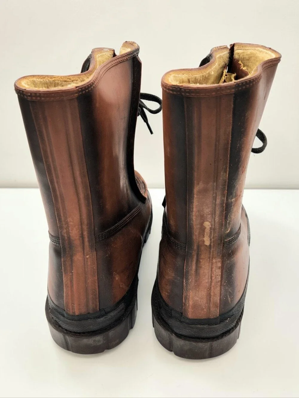 Vintage Field Trail Rubber Steel Shank Sherpa Lined Mid Calf Work Boots Mens 12